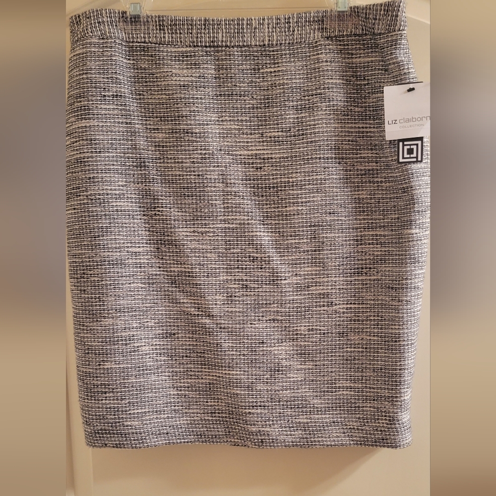 LIZ Claiborne Size 14 Tweed straight Skirt lined textured Gray